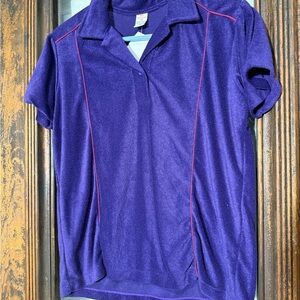 80s Women's Purple Polo Shirt